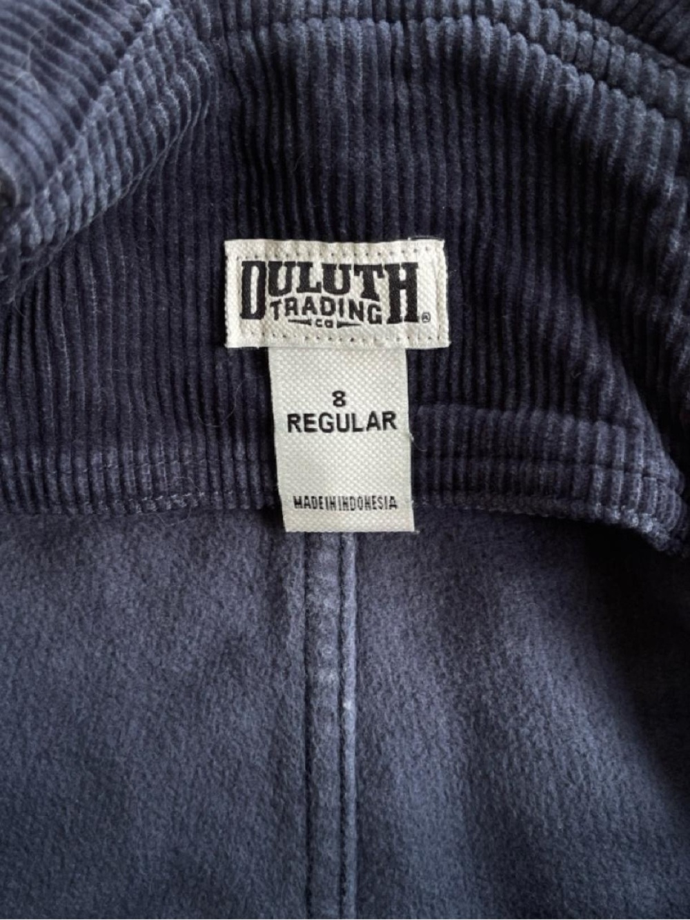 Duluth Navy Blue Corduroy Straight Leg Bib Overalls with Adjustable Straps Sz 8 - Picture 5 of 7